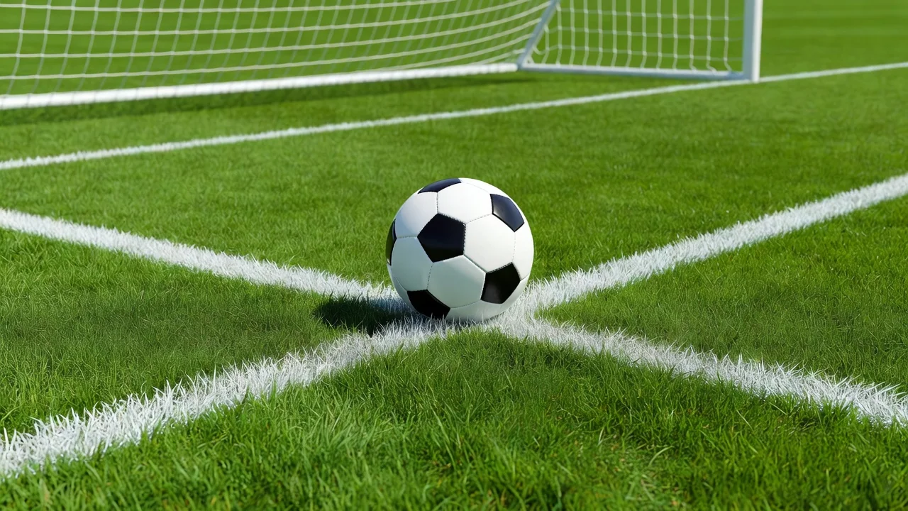 Goalkeeper water bottle and towel at the base of a goal net in bright sun