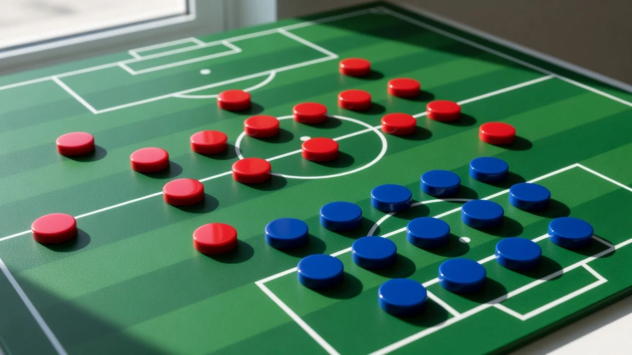 Magnetic tactics board with coloured magnets under bright daylight